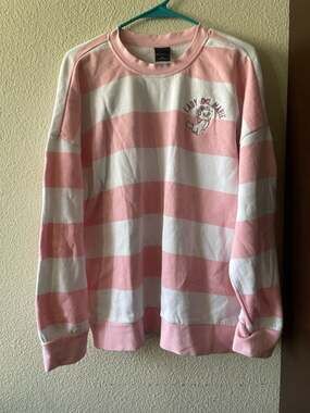 Disney Our Universe The Aristocats Marie Pink and White Striped Sweatshirt